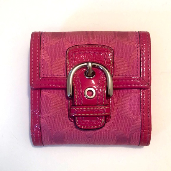 Coach Handbags - Vintage Pink Coach Trifold Buckle Wallet